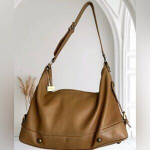 Nuovedive Italian Tan Brown Sienna Leather Satchel Purse Bag